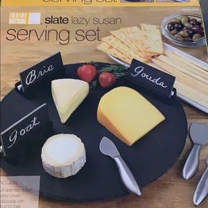 Slate lazy susan serving set
